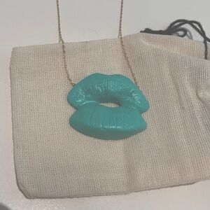 ELYSE GRAHAM KISS NECKLACE-TURQUOISE on 18” chain for your always VALENTINE 💌